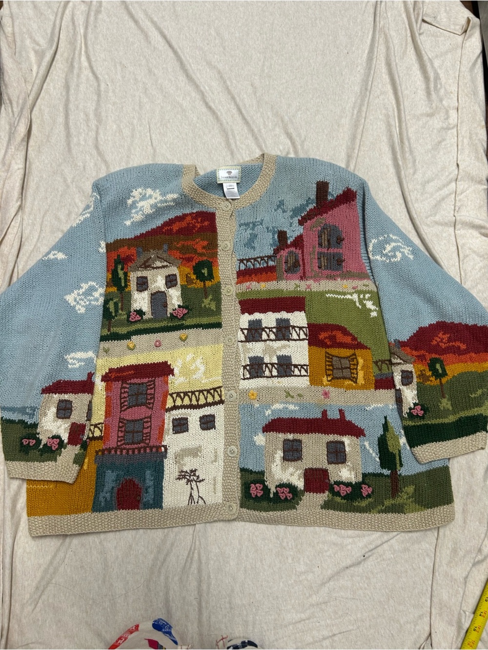 Vintage Susan Bristol Hand Knit House Sweater Cottagecore 90s Grandmacore